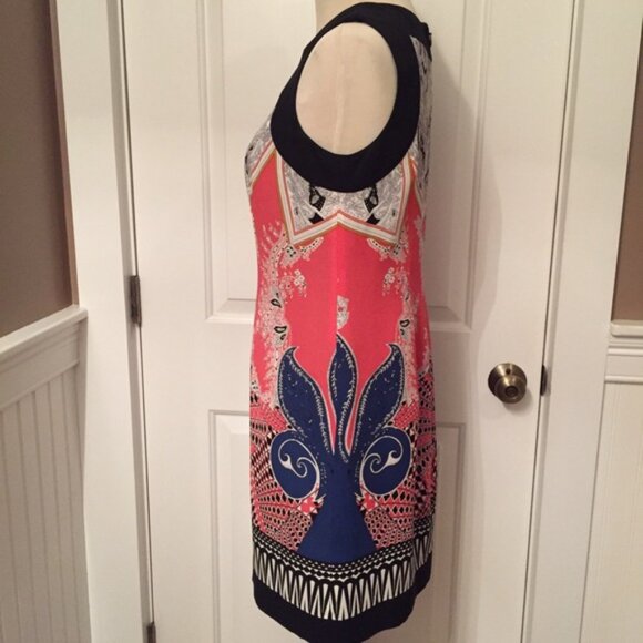 ETCETERA DRESS SLEEVELESS SHEATH BLACK WHITE PINK SIZE 4 - Picture 3 of 5